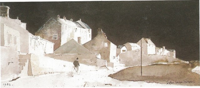 The Lone Cyclist - Porthgain 1984 by John Knapp-Fisher