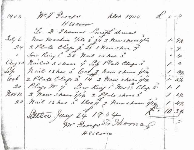 A bill from the blacksmith