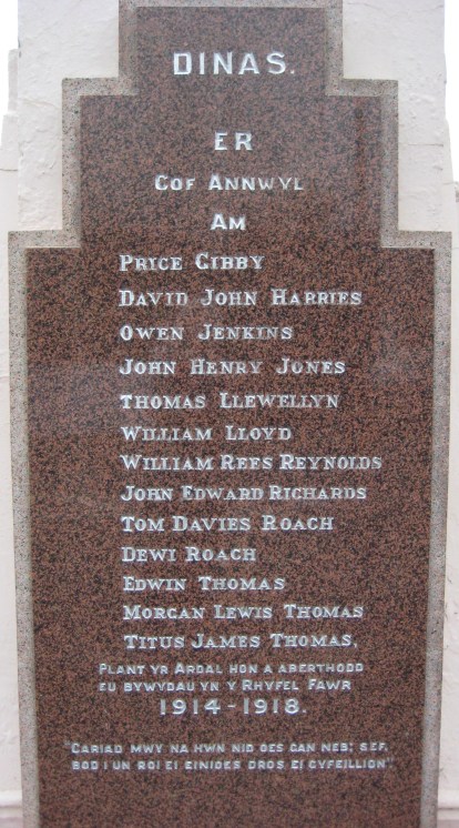 Dinas War MEMORIAL 1914-1918